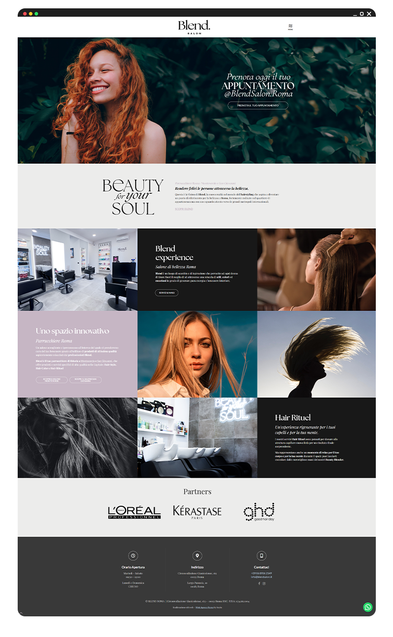 Sito Web Interno Blend Salon Roma - Portfolio