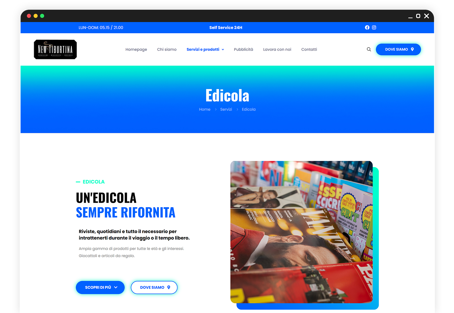 Realizzazione Sito Web New Edicola Tiburtina - Portfolio